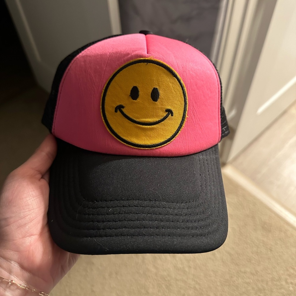 Pink smiley face hat